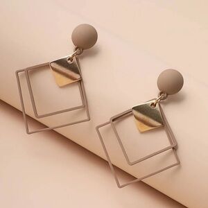 2/$10 NEW! Creative Minimalist Geometric Drop Earrings Square Cute Boho Hollow
